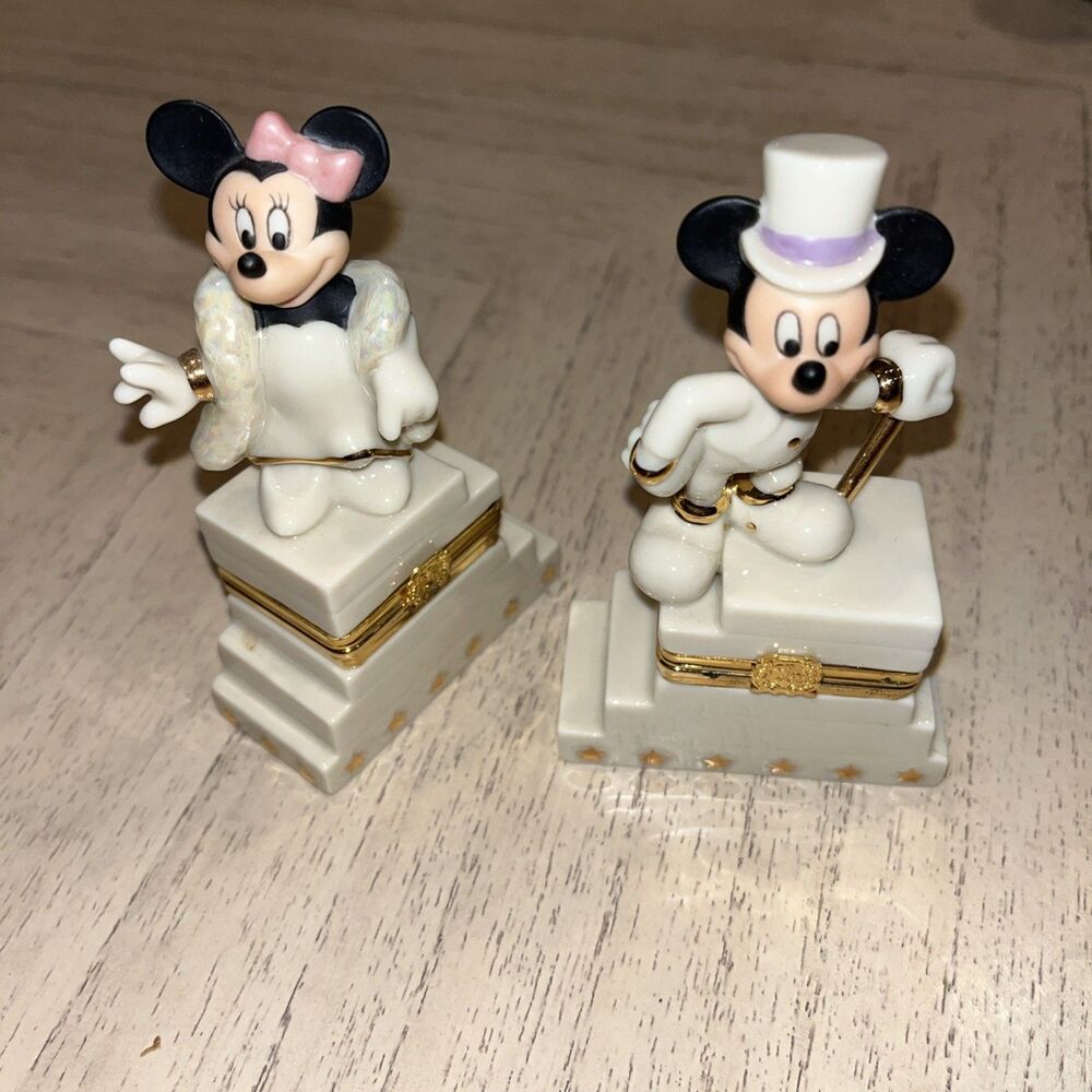 LENOX MICKEY & MINNIE 75th anniv TREASURE BOX SET w/Original Charms